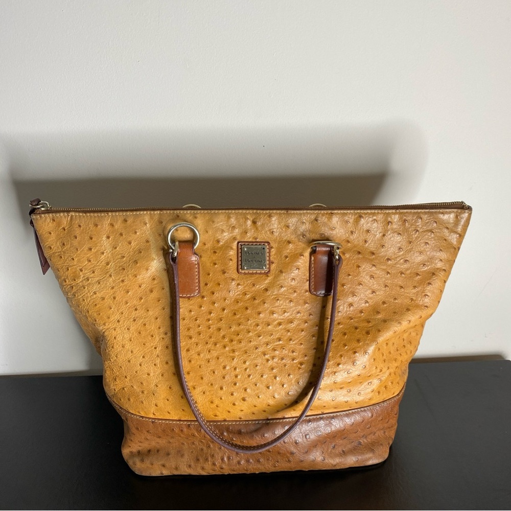 Dooney & Bourke Mustard Ostrich large Leather Tote - Picture 5 of 13